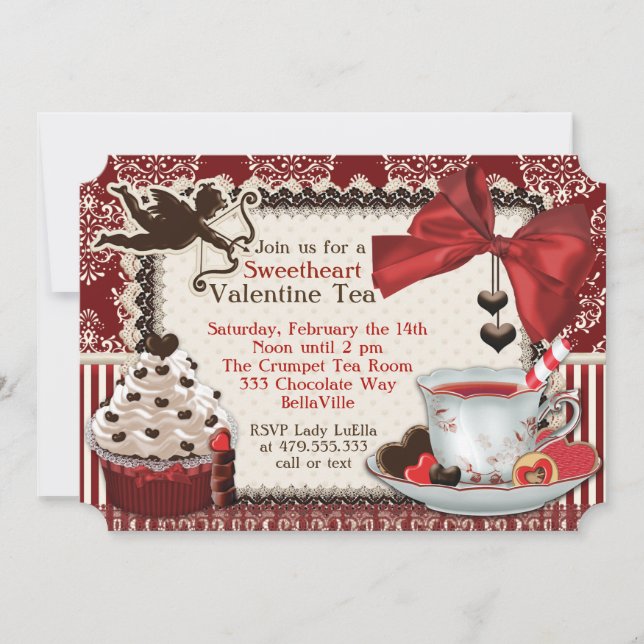 Valentine Tea Party-inbjudningar Inbjudningar (Framsida)
