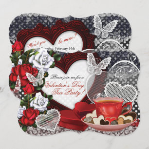 Valentine Tea Party-inbjudningar Inbjudningar