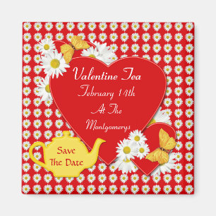 Valentine Tea Party Spara datum magneter