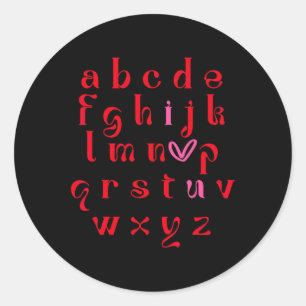 Valentine Teacher Alphabet Abc I Kärlek U Heart Wo Runt Klistermärke