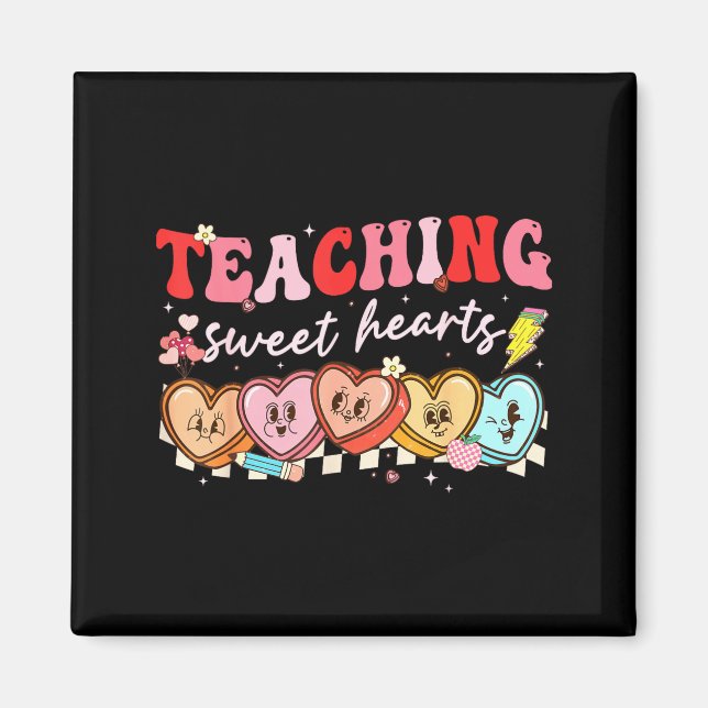 Valentine Teaching Sweet Hearts Teacher Men Women  Magnet (Framsidan)