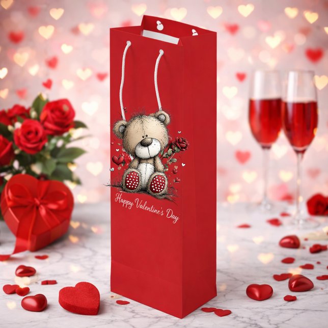Valentine Teddy Bear with Rose and Hearts (Skapare uppladdad)