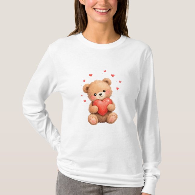 Valentine Teddybjörn med hjärta T Shirt (Framsida)
