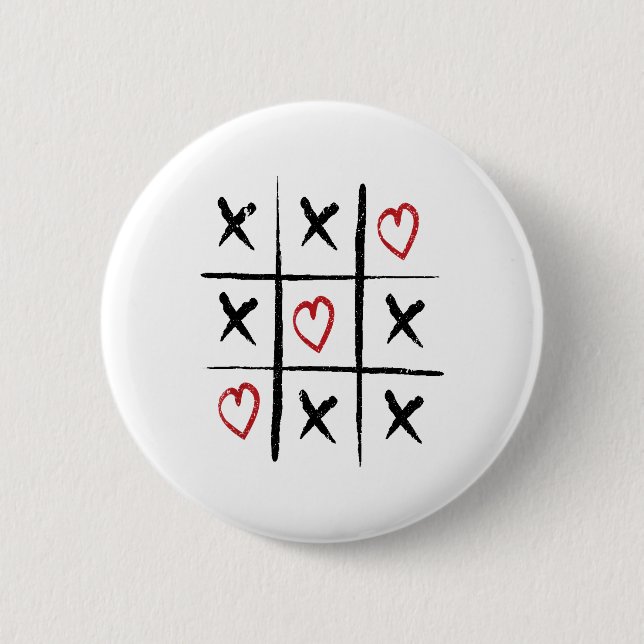 Valentine Tic Tac Toe Hearts Day Knapp (Framsida)