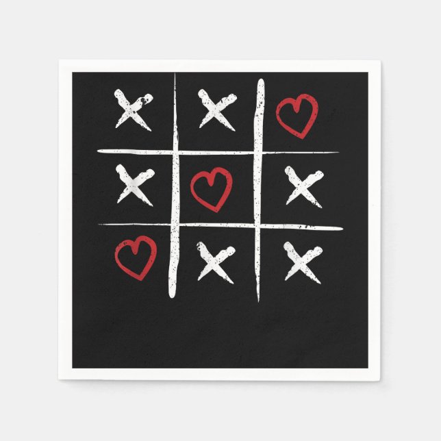 Valentine Tic Tac Toe Hearts Valentines day Valent Pappersservett (Framsidan)
