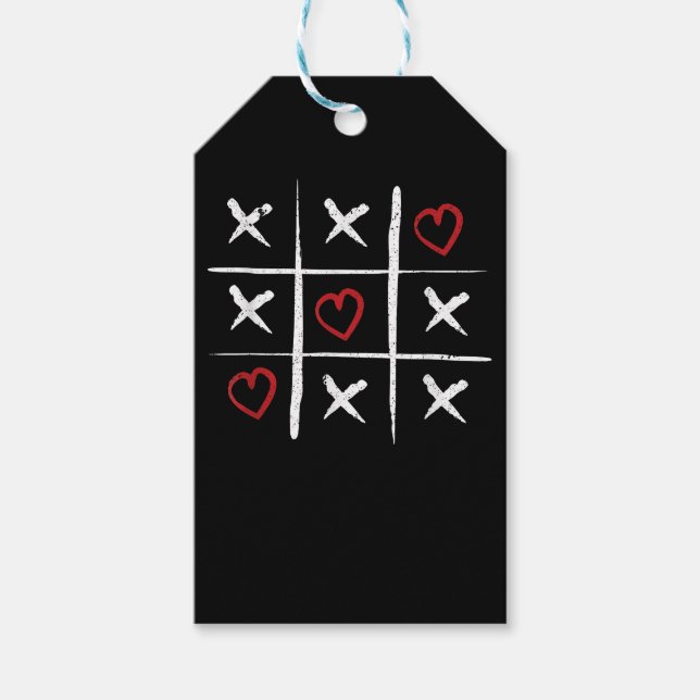 Valentine Tic Tac Toe Hearts Valentines day Valent Presentetikett (Framsidan)