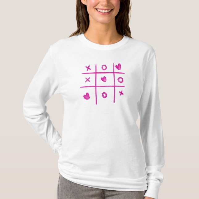 Valentine Tic Tac Toe Hearts Womens T Shirt (Framsida)