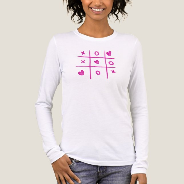 Valentine Tic Tac Toe Hjärtan Dam T Shirt (Framsida)