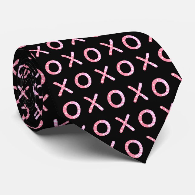 Valentine Tie Black och Rosa Slips (Rullad)