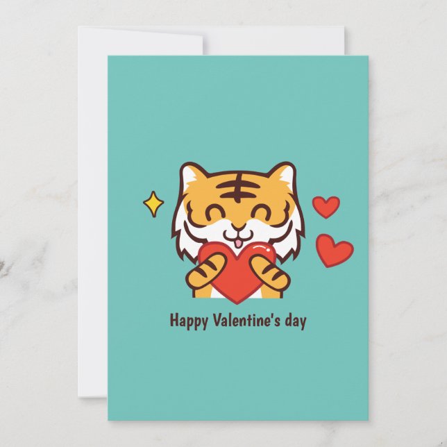 Valentine tigerhjärta julkort (Framsida)