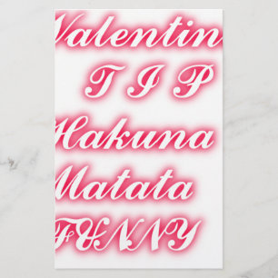 Valentine Tip: Hakuna Matata Funny Text Skriv ut Brevpapper