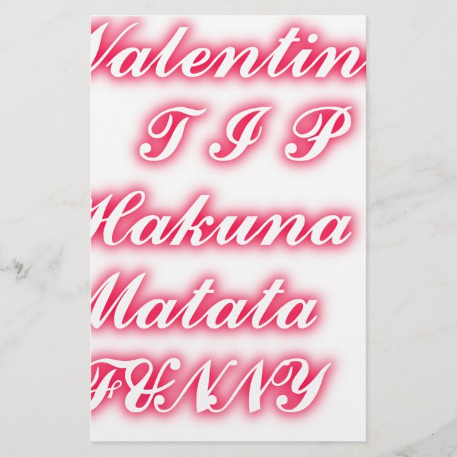 Valentine Tip: Hakuna Matata Funny Text Skriv ut Brevpapper (Framsida)