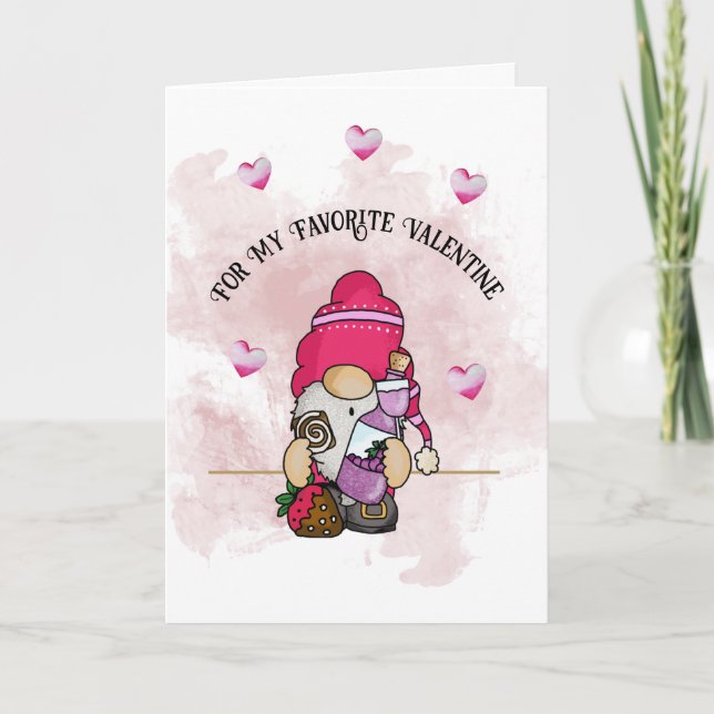 Valentine Tomte, 5" x 7" Viket gratulationskort Kort (Framsida)