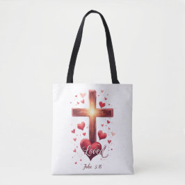 Valentine Tote Bag "Loved John 3:16" Tygkasse