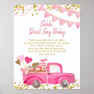 Valentine Truck Älskling Säg Inte Baby Affisch