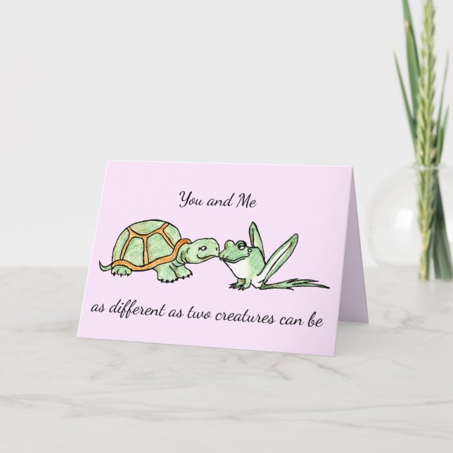 Valentine Turtle och Frog Kort (Framsida)