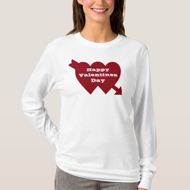 VALENTINE TVÅ HJÄRTAT överst T Shirt (Framsida)