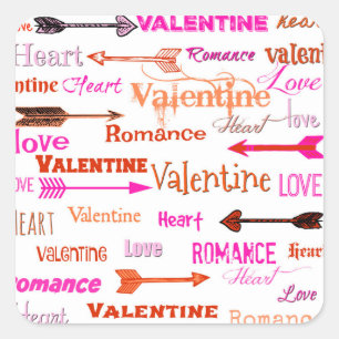 Valentine Typography Fyrkantigt Klistermärke