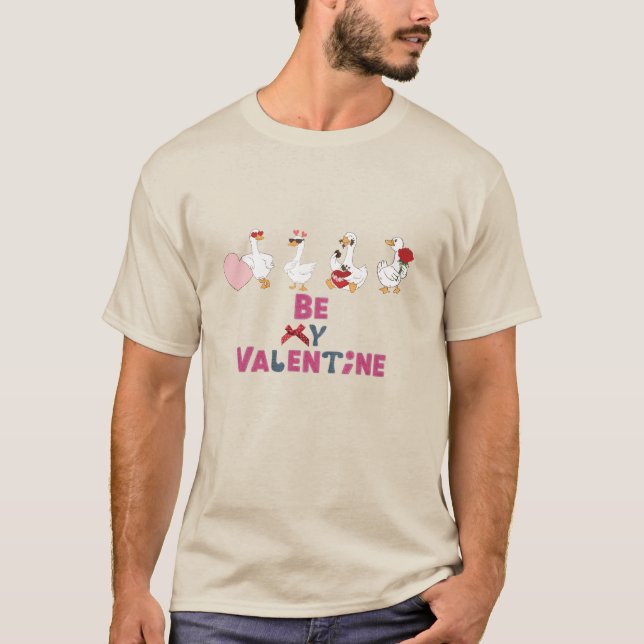 Valentine Typography Goose Ducks Graphic T-Shirt (Framsida)