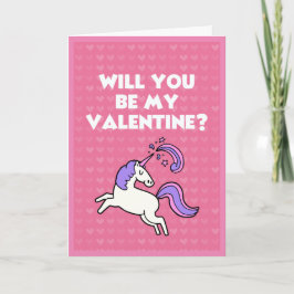 Valentine Unicorn Cute Rosa Heart Mönster Romantic Helgkort