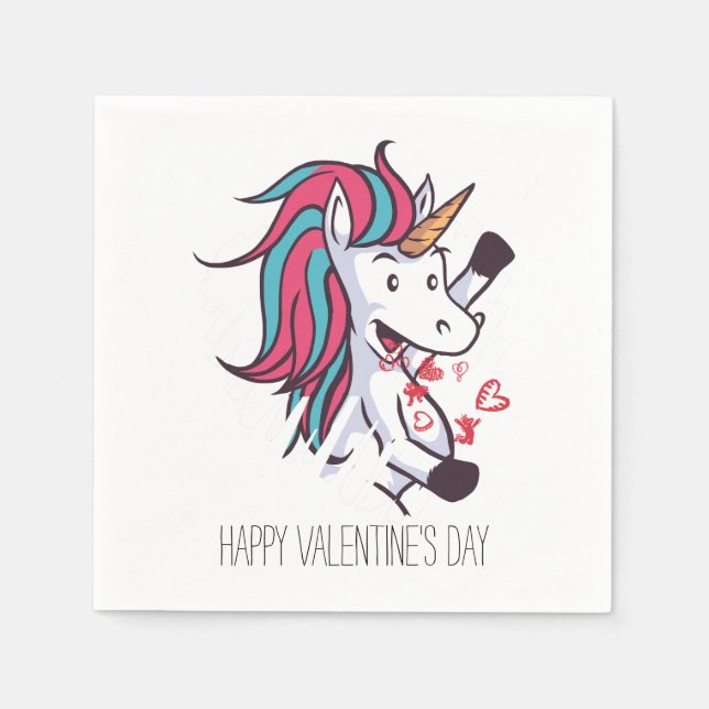Valentine Unicorn Pappersservett (Framsidan)