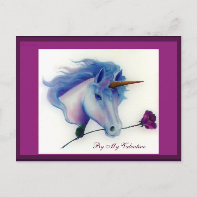 Valentine Unicorn Postcards Helg Vykort (Framsida)