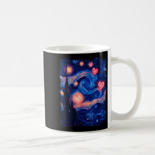 Valentine Van Gogh Starry Night Heart Matching Cou Kaffemugg (Höger)