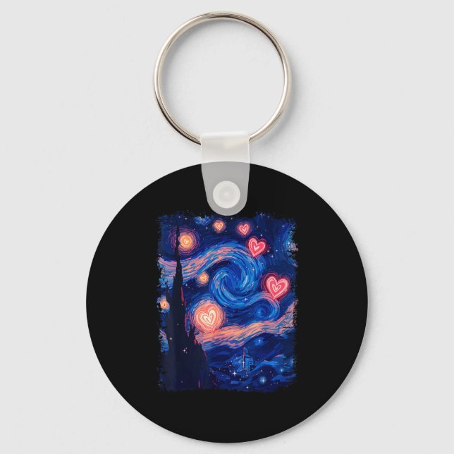 Valentine Van Gogh Starry Night Heart Matching Cou Nyckelring (Framsida)
