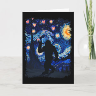 Valentine Van Gogh Stjärnkväll Bigfoot Sasquatch Kort