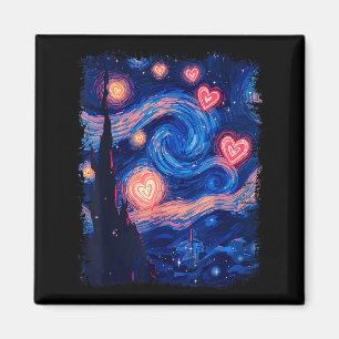 Valentine Van Gogh Stjärnkväll Hjärtan Matchande P Magnet