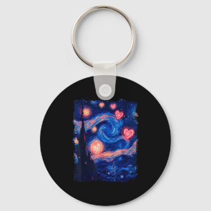 Valentine Van Gogh Stjärnkväll Hjärtpassande Kou Nyckelring