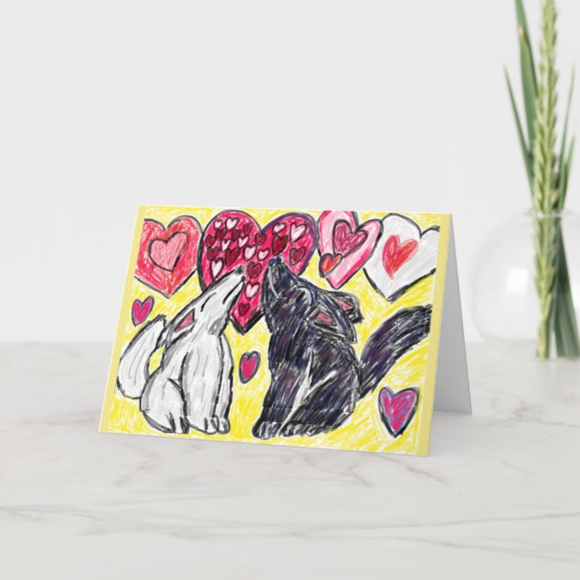 Valentine varg howling helgkort (Framsida)