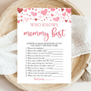 Valentine Vem Känner Mamma Bäst Baby Shower-spel Inbjudningar