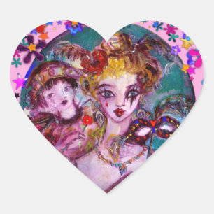 VALENTINE VENETIAN MASQUERADE CONFETTI HJÄRTFORMAT KLISTERMÄRKE