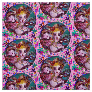 VALENTINE VENETIAN MASQUERADE MASKERAD Rosa Konfet Tyg
