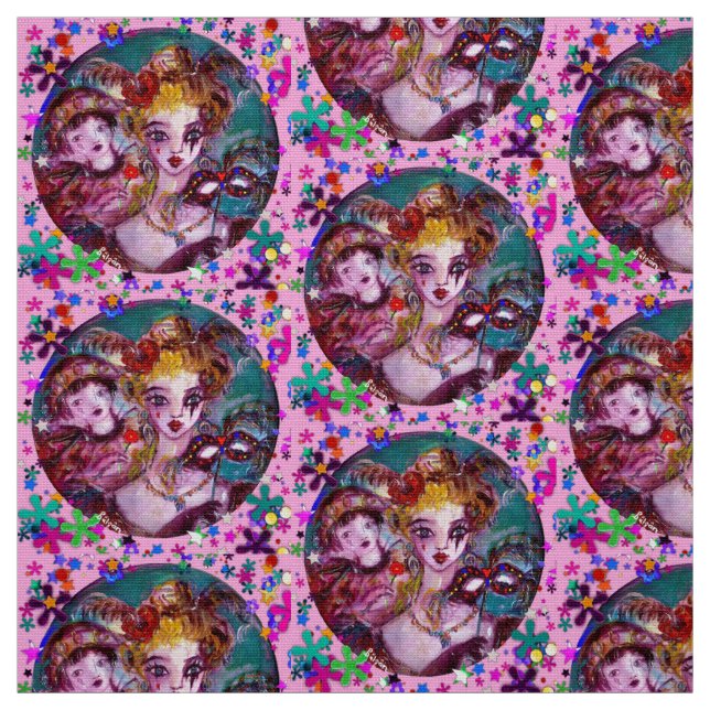 VALENTINE VENETIAN MASQUERADE MASKERAD Rosa Konfet Tyg (Provkarta)