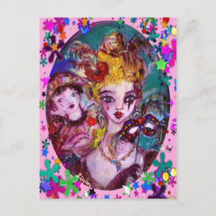 VALENTINE VENETIAN MASQUERADE MASKS AND CONFETTI HELG VYKORT