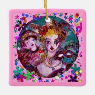 VALENTINE VENETIAN MASQUERADE MASKS AND CONFETTI JULGRANSPRYDNAD KERAMIK