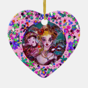 VALENTINE VENETIAN MASQUERADE MASKS AND CONFETTI JULGRANSPRYDNAD KERAMIK