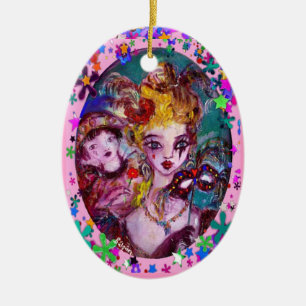 VALENTINE VENETIAN MASQUERADE MASKS AND CONFETTI JULGRANSPRYDNAD KERAMIK