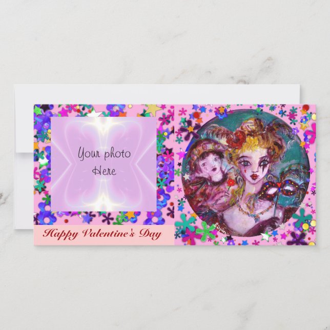 VALENTINE VENETIAN MASQUERADE MASKS AND CONFETTI JULKORT (Framsida)