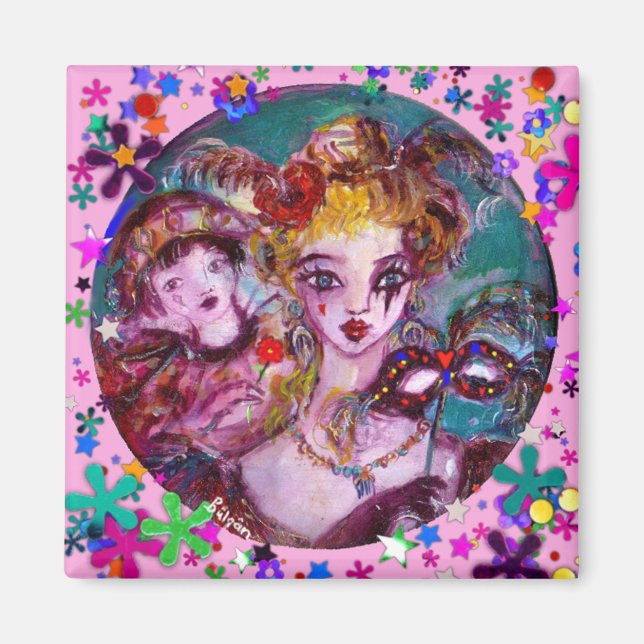 VALENTINE VENETIAN MASQUERADE MASKS AND CONFETTI MAGNET (Framsidan)