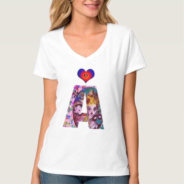 VALENTINE VENETIAN MASQUERADE MONOGRAM A BREV T SHIRT (Framsida)