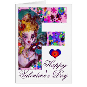 VALENTINE VENETIAN MASQUERADE MONOGRAM F BREV HÄLSNINGSKORT