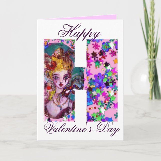 VALENTINE VENETIAN MASQUERADE MONOGRAM H BREV HELGKORT (Framsida)