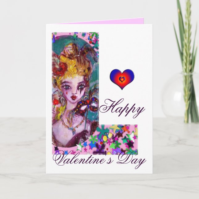 VALENTINE VENETIAN MASQUERADE MONOGRAM L BREV HELGKORT (Framsida)