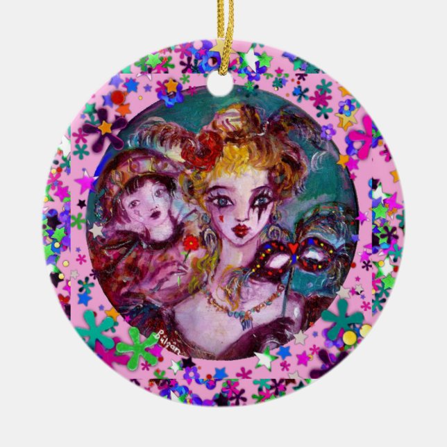 VALENTINE VENETIAN MASQUERADE MONOGRAM V BREV JULGRANSPRYDNAD KERAMIK (Framsidan)