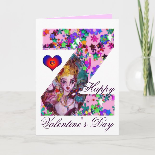 VALENTINE VENETIAN MASQUERADE MONOGRAM Z BREV HELGKORT (Framsida)