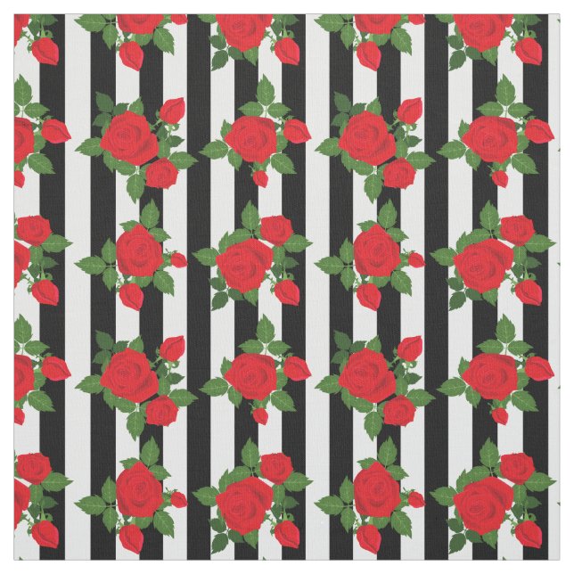 valentine vertical stripes red roses romantic tyg (Provkarta)