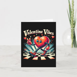 Valentine Vibes Groovy Rutiga Valentine Hjärtan Ko Kort